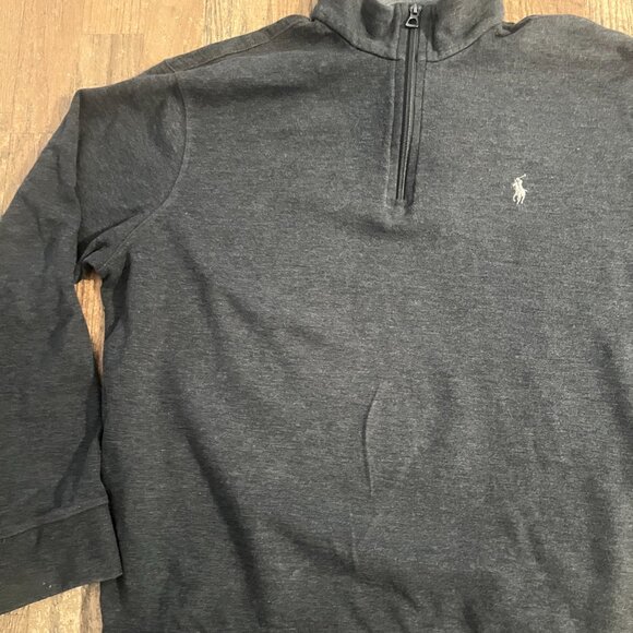 POLO RALPH LAUREN GREY 1/4 ZIP SWEATER PULLOVER M TOP SWEATSHIRT - Picture 4 of 6